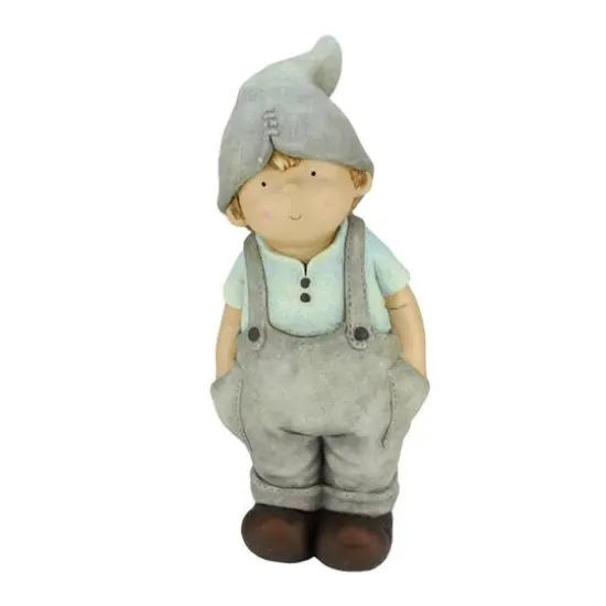 17.75" Young Boy Gnome with Hands in Pockets Spring Outdoor Garden Statue {1}