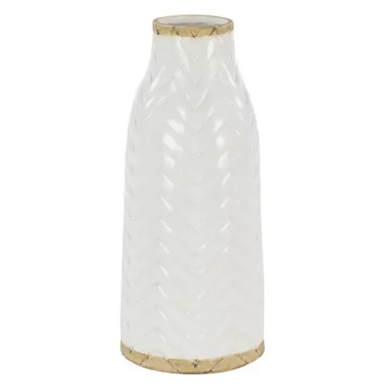 White Porcelain Coastal Style Vase, 7" x 16" {1}