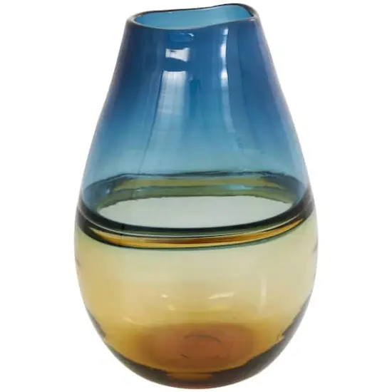 12" Blue & Yellow Ombre Glass Vase {1}