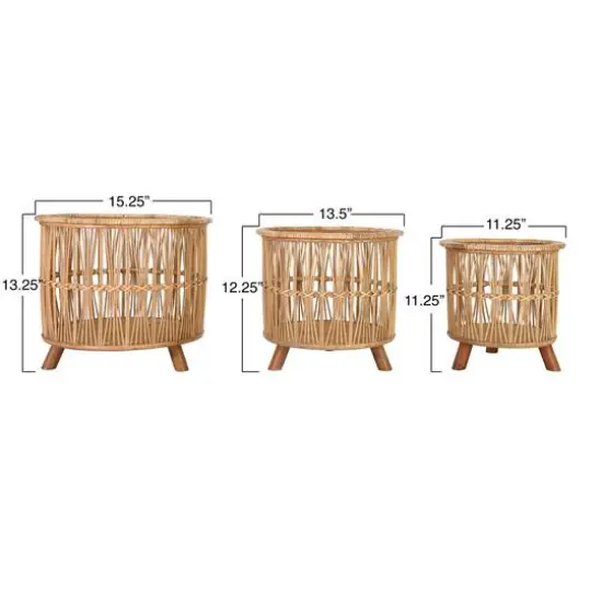 Hello Honey&reg; Woven Bamboo Footed Baskets Set {9}