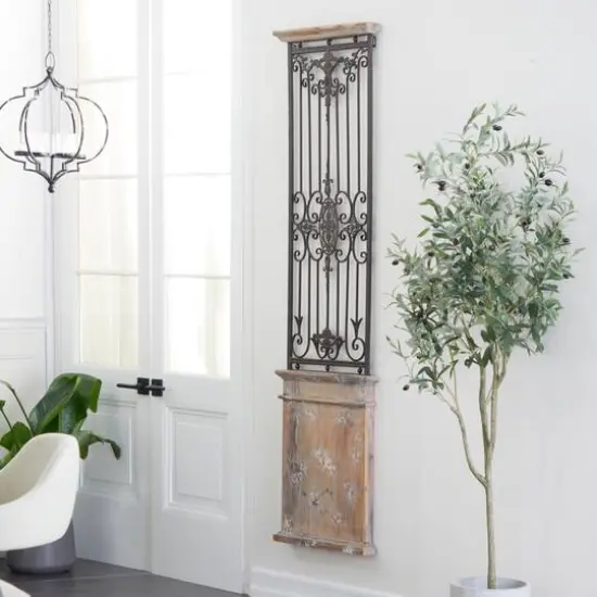 71" Brown Rustic Ornamental Wood & Metal Wall D&eacute;cor {12}