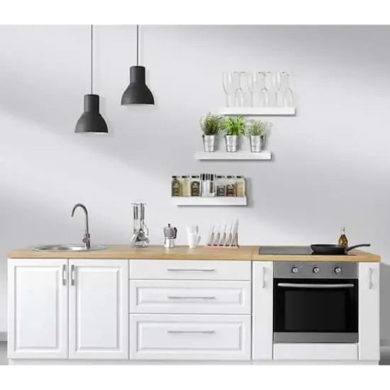 Sorbus Floating Faux Wood Shelf, 2ct. White {5}