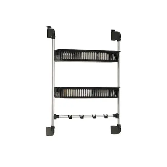 Organize It All Over The Door 2 Tier Basket Storage With Accessory Hooks {1}
