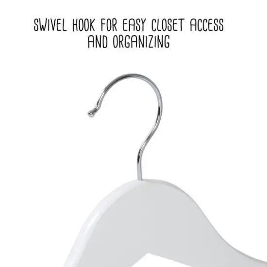 White Non-Slip Swivel Hook Wood Hangers, 24ct. {6}