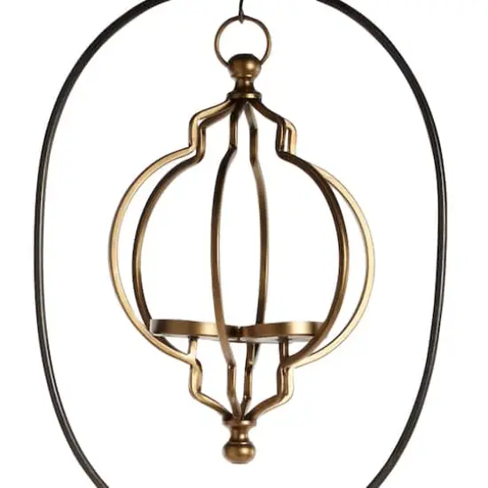 Black Metal Eclectic Candle Holder Lantern, 60" x 15" x 12" {3}