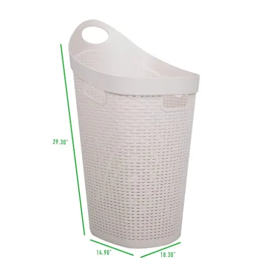 Mind Reader 60L Wheeled Hamper with Cutout Handle Ivory {4}