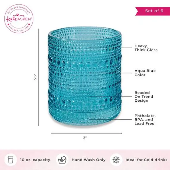 Kate Aspen&reg; 10oz. Textured Beaded Aqua Glasses, 6ct. {7}