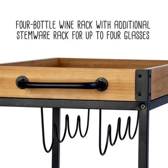 Honey Can Do Industrial Rolling Bar Cart with Removable Serving Tray {7}