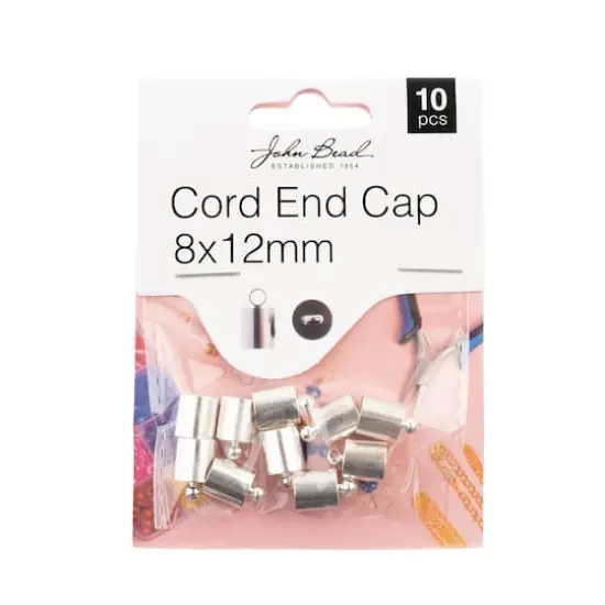 John Bead Must Have Findings 12mm Cord End Caps, 10ct. Silver {1}