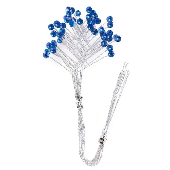 JAM Paper Rinestone Quintet, 12ct. Sapphire Blue with Silver Stem {1}