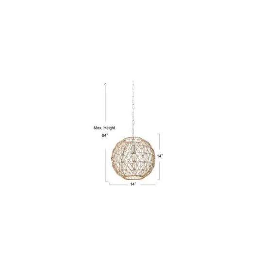 Hello Honey&reg; Robert Stevenson Lighting Alaina 14" Natural Paper Rope & Metal Ceiling Light {6}