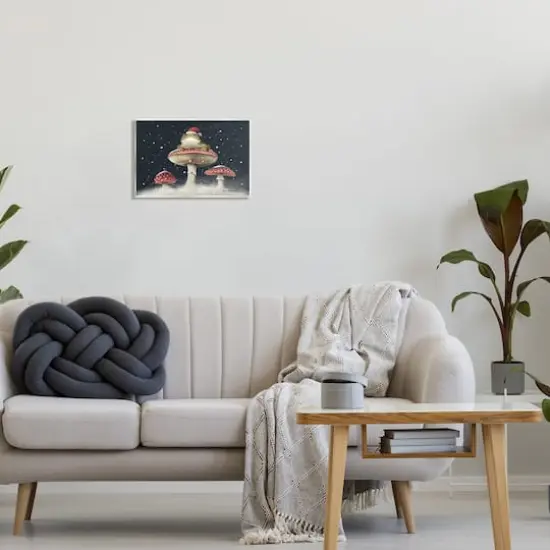 Stupell Industries Frog In Santa Hat Snowy Mushrooms Wall Plaque Art {3}