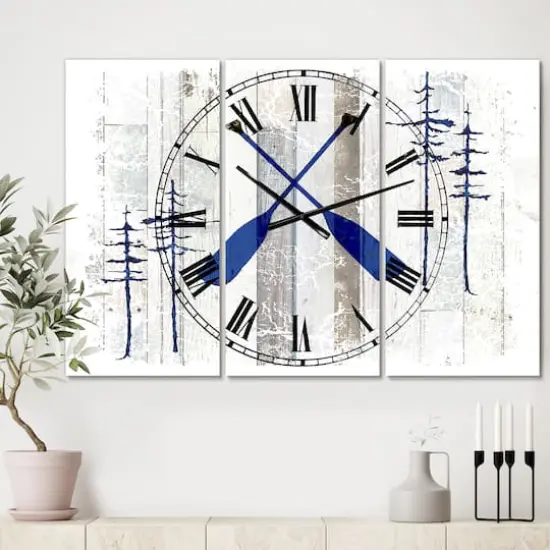 Designart The Blue Moose Oars Oversized Cottage 3 panel Wall Clock {3}