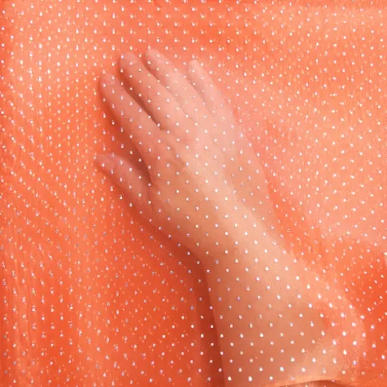 Feldman Orange with Silver Hologram Dots Organza {4}
