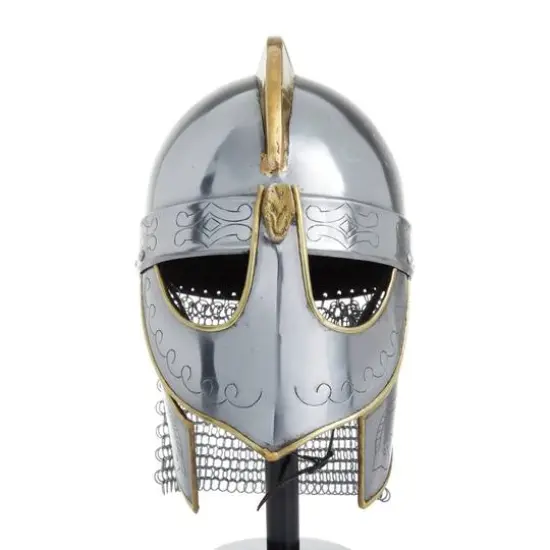 Silver Iron Vintage Helmet, 17" x 9" x 11" {5}