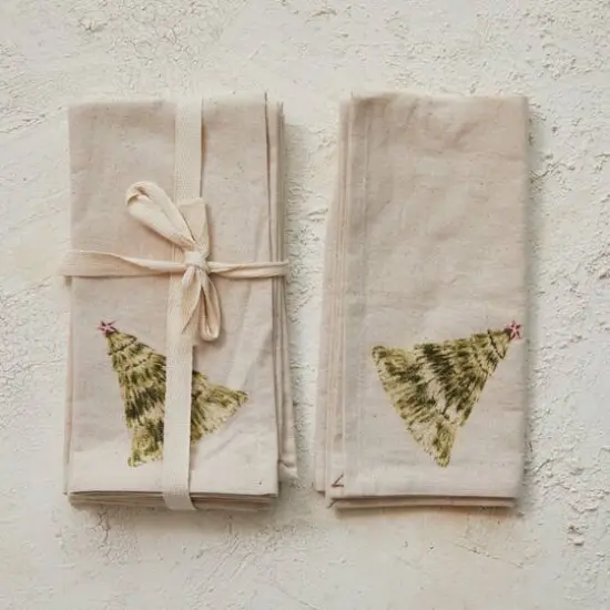 Hello Honey&reg; 18" Natural Cotton Printed Napkins with Christmas Tree, 4ct. {3}