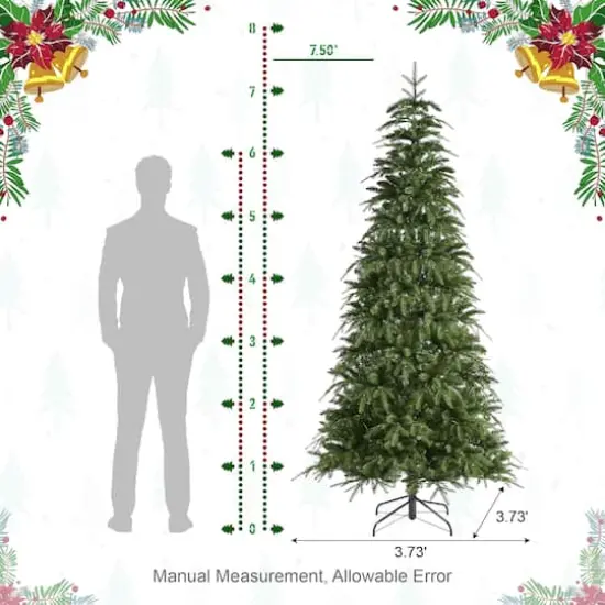 Glitzhome&reg; 7.5ft Pre-Lit Green Slim Fir Artificial Christmas Tree, Multicolor LED Lights {9}