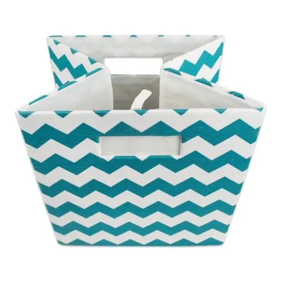 DII&reg; 11" Chevron Stripes Polyester Storage Cube Teal {4}