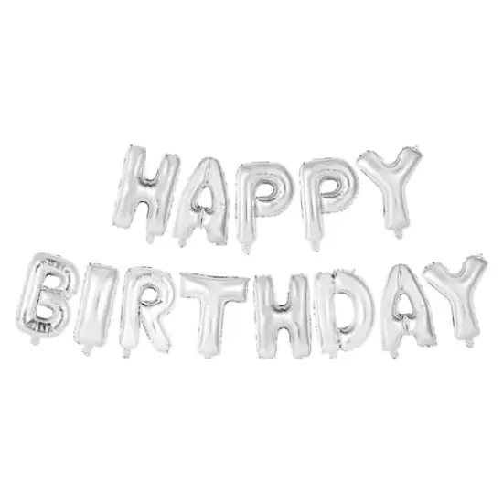Happy Birthday Silver Foil Balloon Banner Kit By Celebrate It&trade; {1}