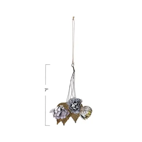 Hello Honey&reg; 7" Multicolor Painted Metal Leaf & Flower Bunch Ornament with Distressed Finish {4}