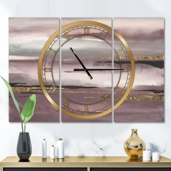 Designart Purple Glam Storm I Multipanel Wall Clock {3}