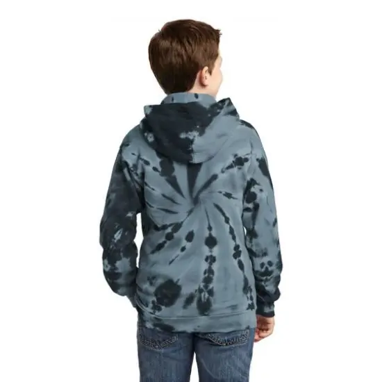 Port & Company&reg; Youth Tie-Dye Pullover Hooded Sweatshirt Black {6}