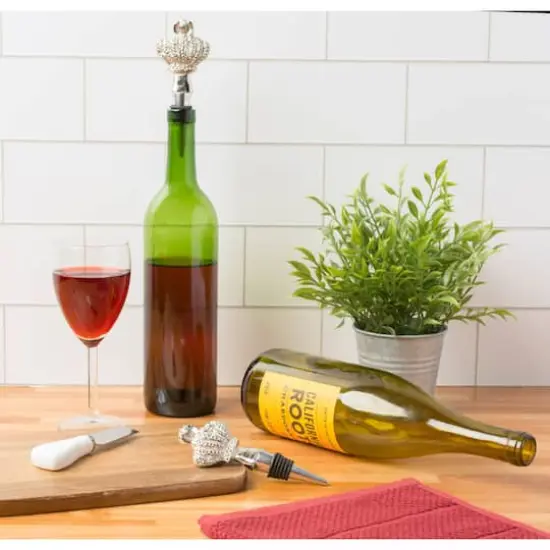 Silver Crown Bottle Stopper Set {4}