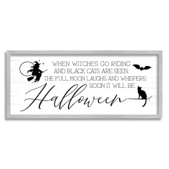 Stupell Industries Halloween Season Phrase Framed Giclee Art Gray {1}