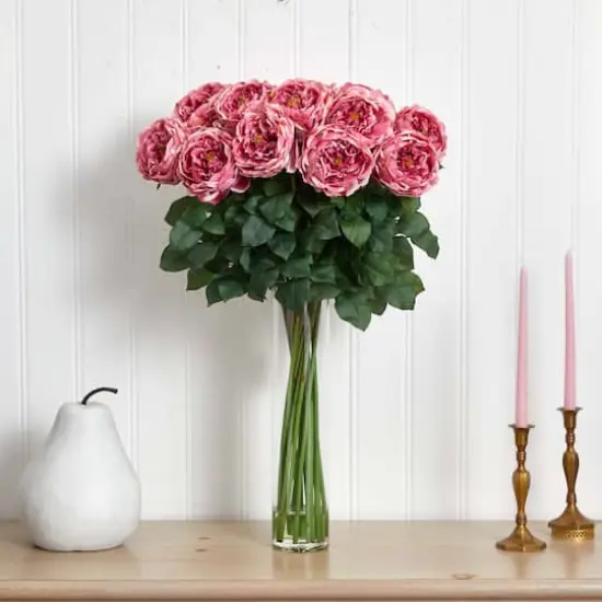 2.5ft. Pink Fancy Rose In Glass Cylinder Vase {4}