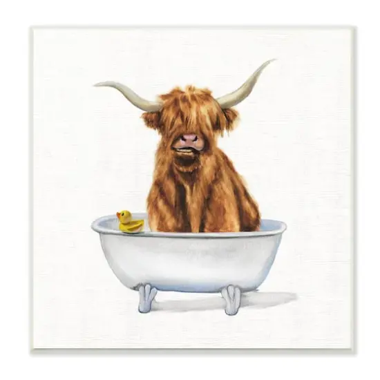 Stupell Industries Shaggy Country Cattle in Bathtub Rubber Duck,12" x 12" {1}