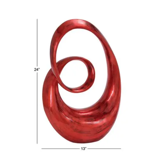 24" Red Swirl Contemporary Sculpture {12}
