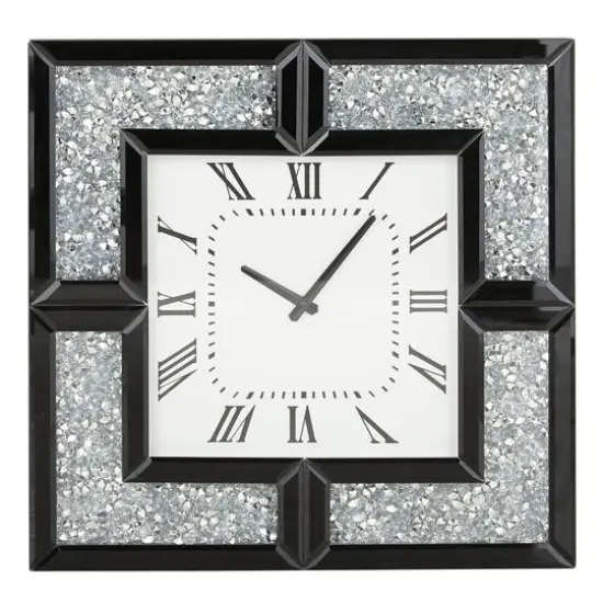 20" Black Wood Glam Wall Clock {1}