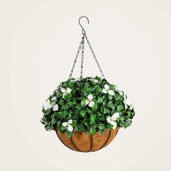 18in. UV Resistant Artificial Gardenia Hanging Basket (Indoor/Outdoor) {7}