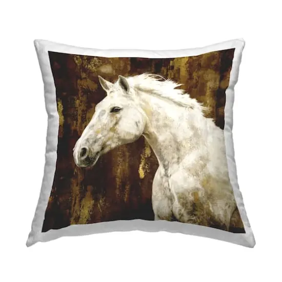 Stupell Industries White Stallion Horse Wildlife Animal Portrait Throw Pillow, 18" x 18" {1}