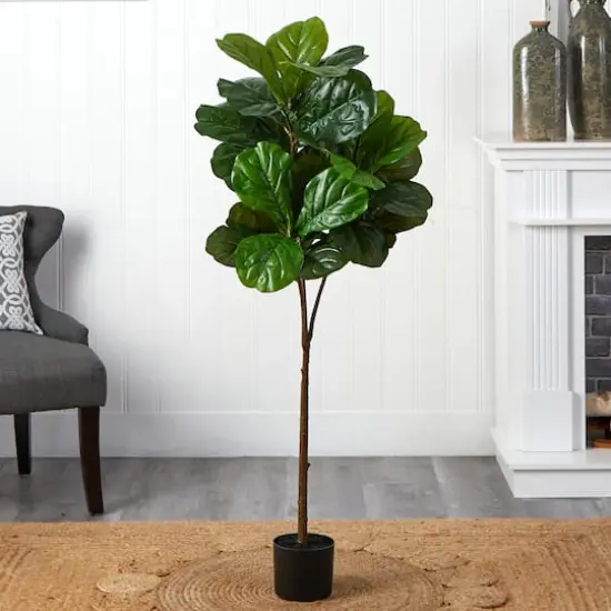 4.5ft. Fiddle Leaf Tree with White Planter {4}