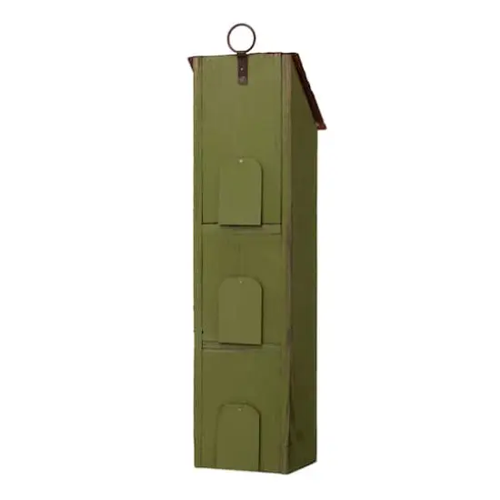 Glitzhome&reg; 18" Green Window-Blinds Distressed Solid Wood Birdhouse {6}