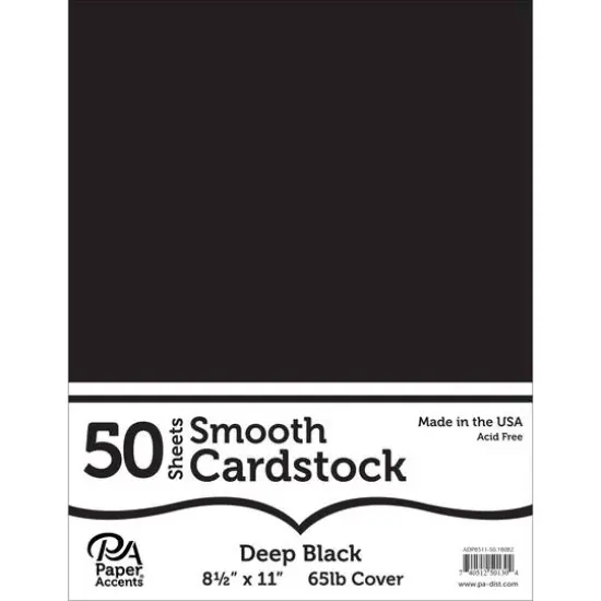 PA Paper&trade; Accents 8.5" x 11" 65lb. Smooth Cardstock, 50 Sheets Deep Black {1}