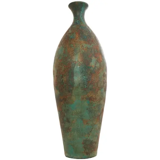 2.5ft. Green Ceramic Tall Distressed Antique Style Vase {4}