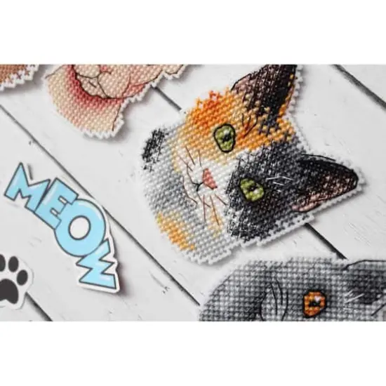 MP Studia Who Said Meow? Magnets Plastic Canvas Counted Cross Stitch Kit {8}
