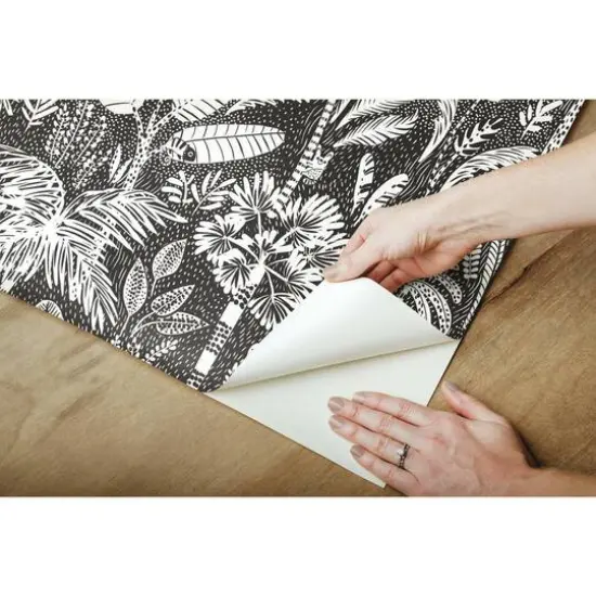 RoomMates Tropical Eden Peel & Stick Wallpaper Black and white {10}