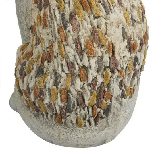 14" White Stone Farmhouse Cat Garden Sculpture {5}