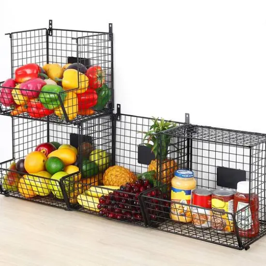 Black 4-Tier Rolling Fruit Cart {7}