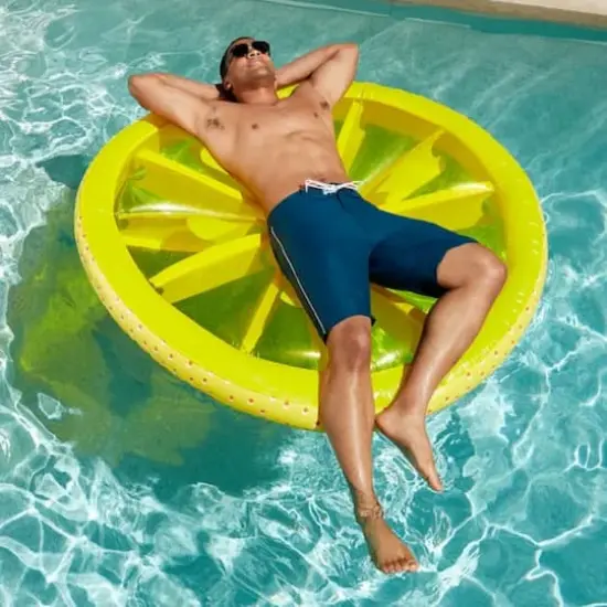 Pool Central 5ft. Inflatable Lemon Fruit Slice Lounger Raft {3}