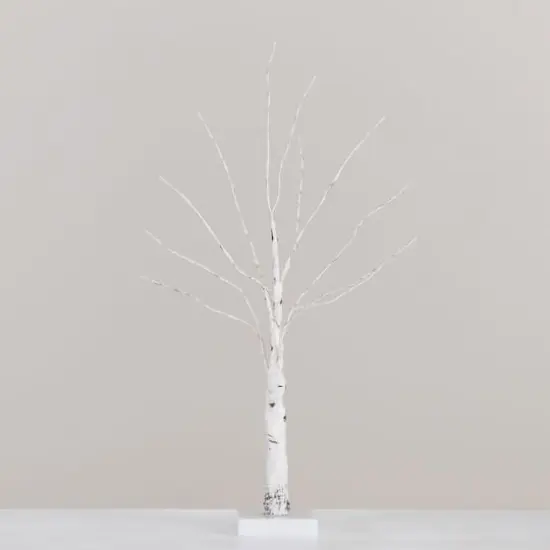 2ft. Pre-Lit White Birch Artificial Christmas Tree, Warm White LED Lights {9}