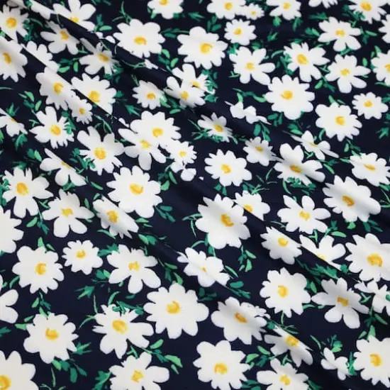 Fabric Merchants Daisies on Blue Double Brushed Stretch Fabric {4}