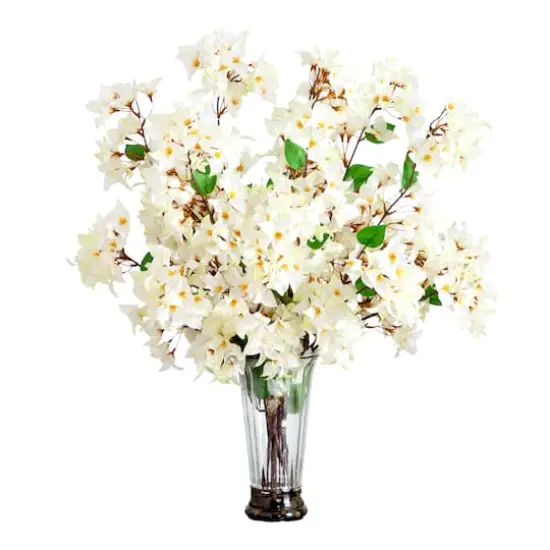 2.5ft. White Bougainvillea Arrangement in Glass Vase {1}