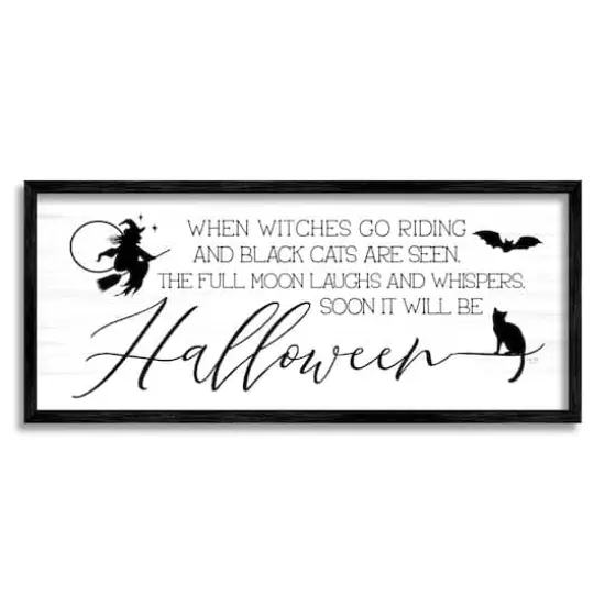 Stupell Industries Halloween Season Phrase Framed Giclee Art Black {1}