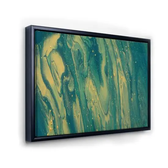 Designart - Emerald Green and Gold Marble - Glam Framed Canvas Wall Art Print {1}