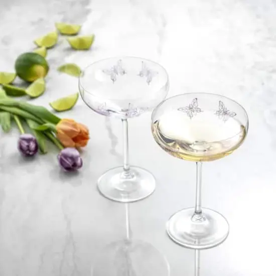 JoyJolt&reg; 14oz. Meadow Butterfly Crystal Martini Glass Set, 2ct. {8}