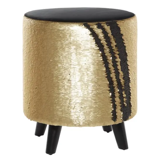 18" Sequin Contemporary Stool Gold/Black {1}